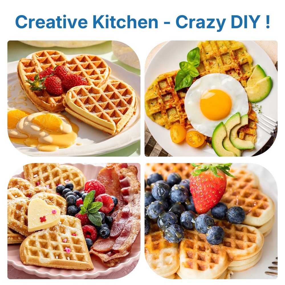 Heart Electric Waffle Iron: Belgian Waffle Maker with Temperature Control Knob