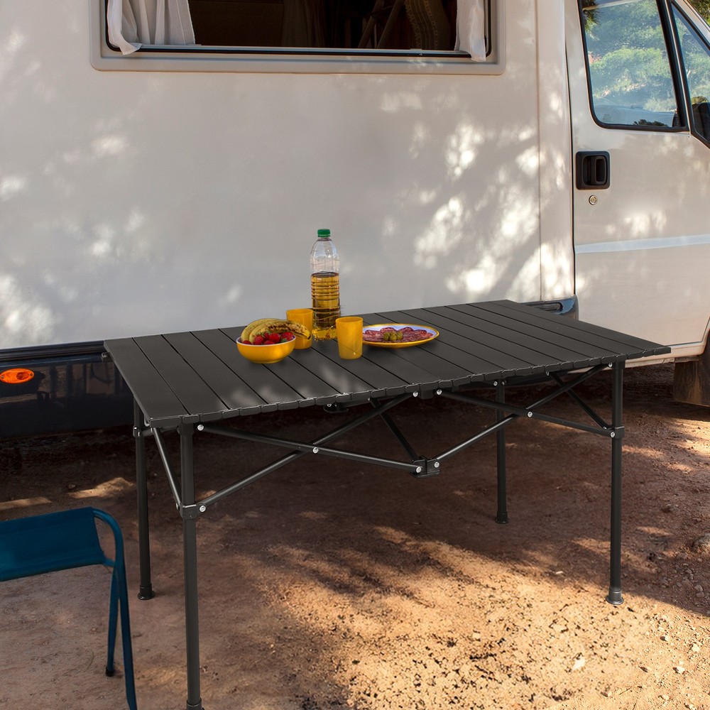 AUTOFOREVER 95*55*50cm Black Camping Roll Table