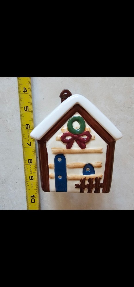 Ceramic Snow Barn Candle Holder 4" Never Used