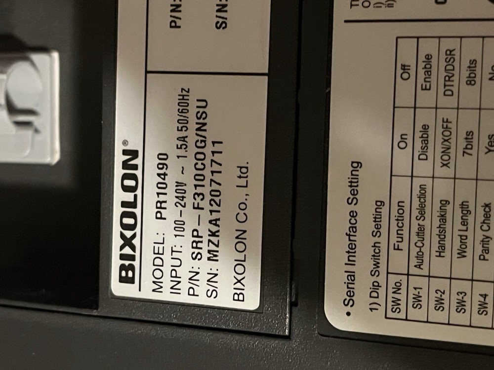 Bixolon Printer Model PR10490 Thermal Receipt Printer