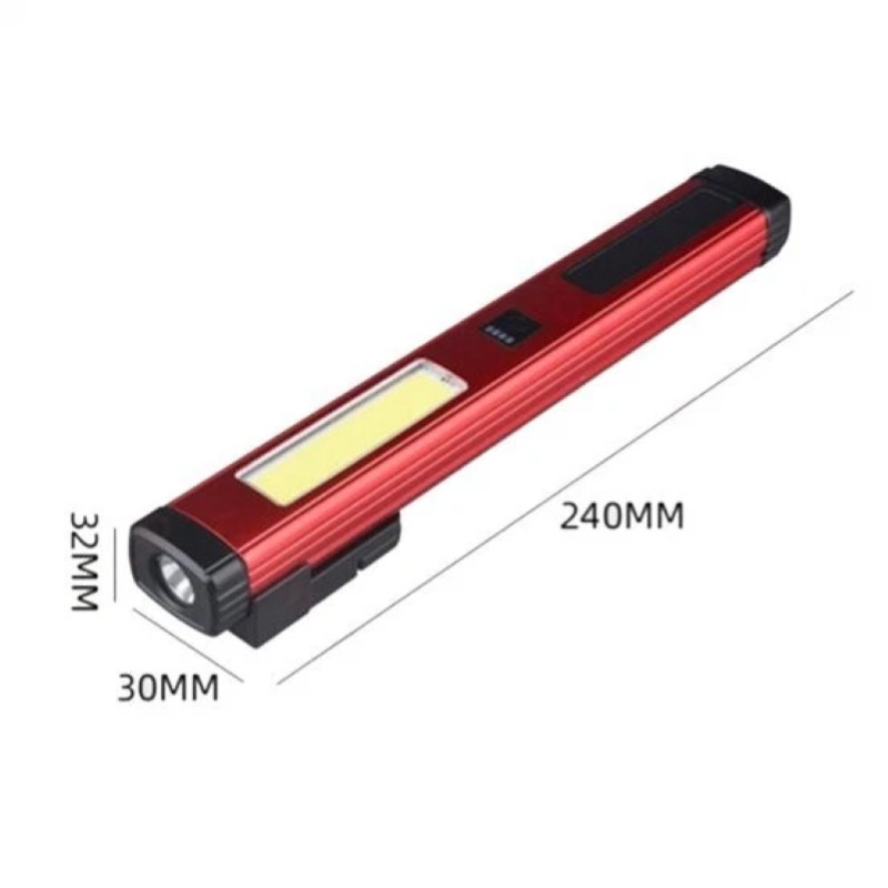6W Rechargeable USB Type-C LED Work Flashlight Lamp White & Red Light Magnet