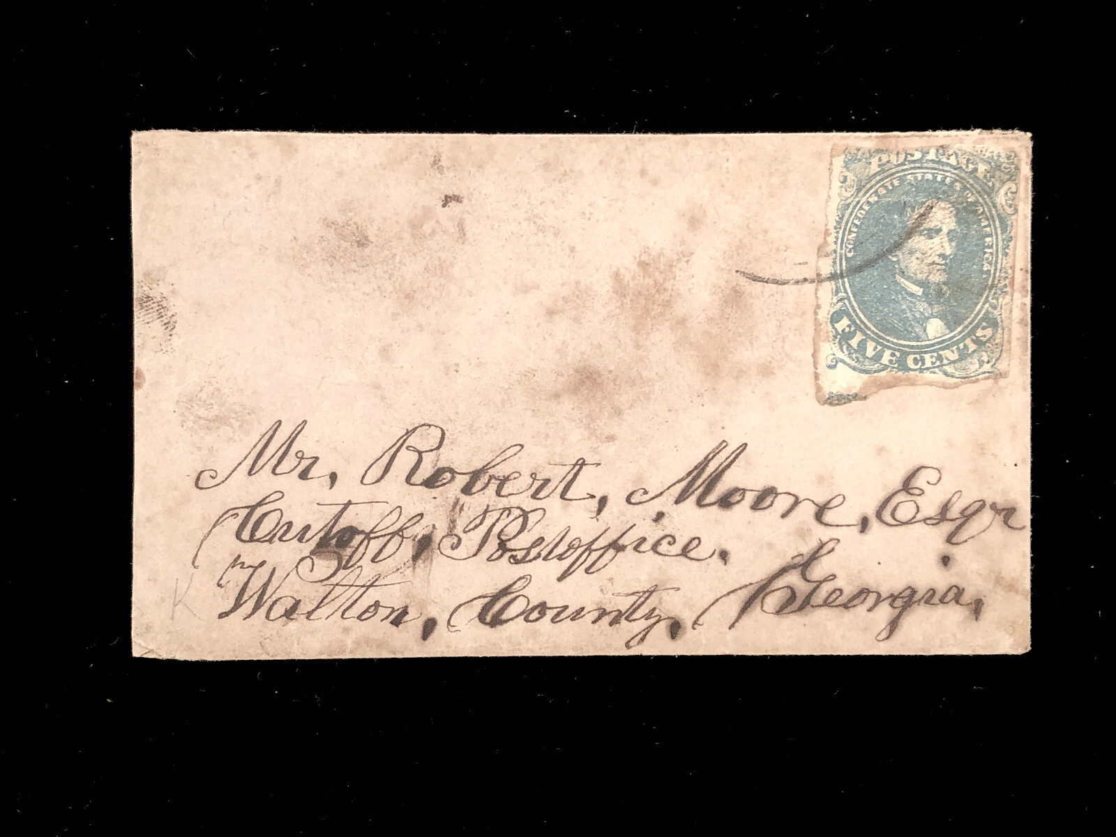 USED CONFEDERATE COVER CSA #4 ON SMALL COVER