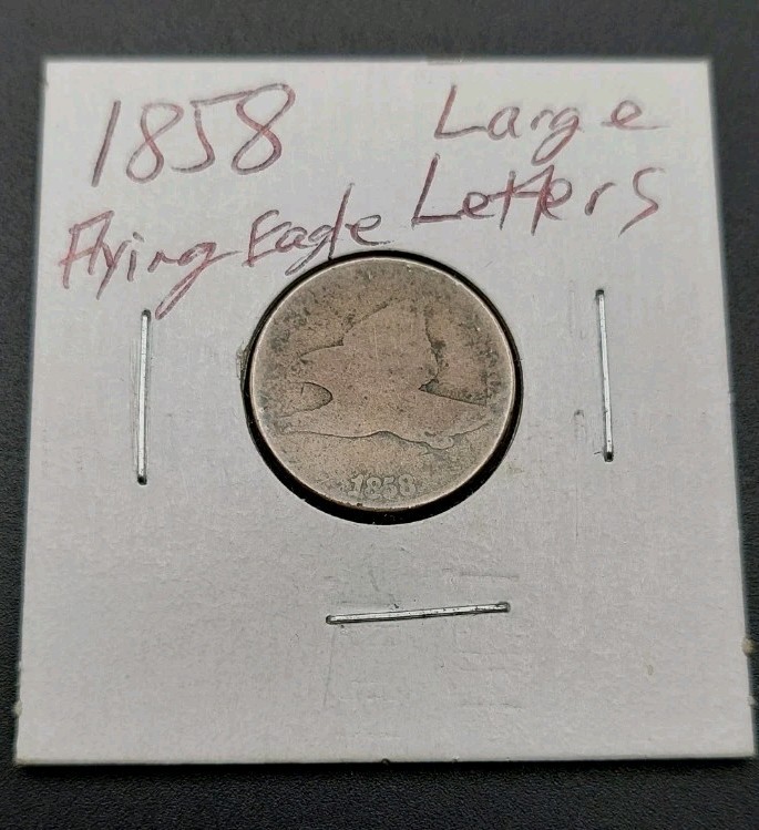 1858 1C Large Letters Flying Eagle Cent
