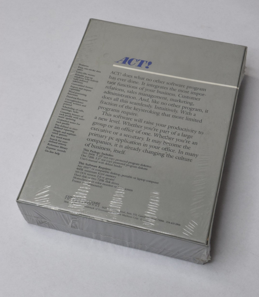 ACT! 1989 Contact Software Int Pro Management System Software EVAL COPY - SEALED