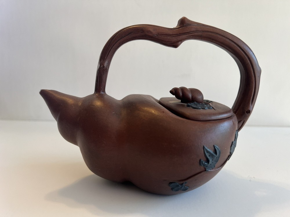 Tea Pot Clay Shell Handmade Hand Painted Clean