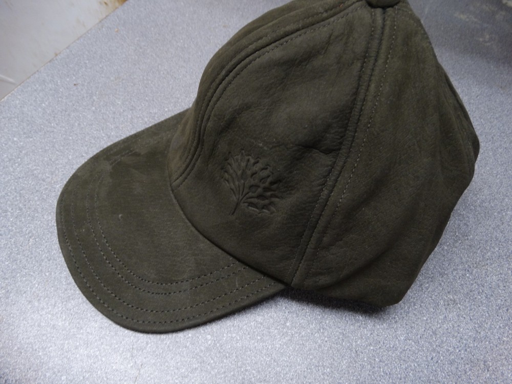Nubuck Suade Soft Leather adjustable Baseball cap Olive
