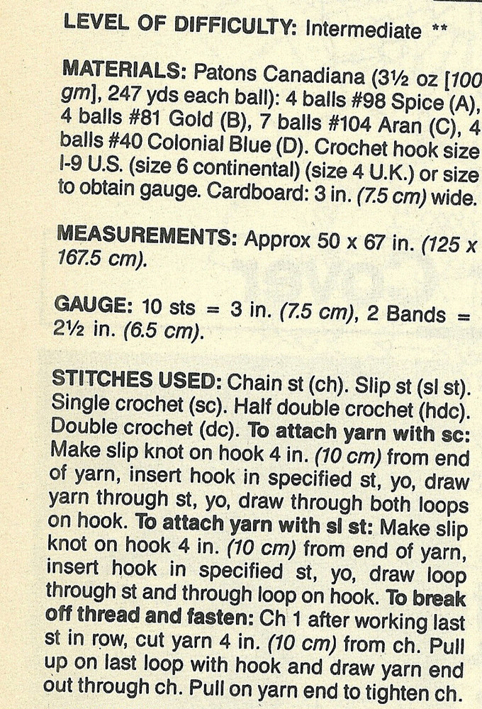 Sagebrush Afghan CROCHET Pattern INSTRUCTIONS pages from a magazine