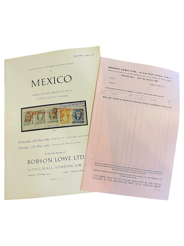 1960 Robson Lowe Mexico Auction Catalogue - Quast Hidalgo & Eagles Collection
