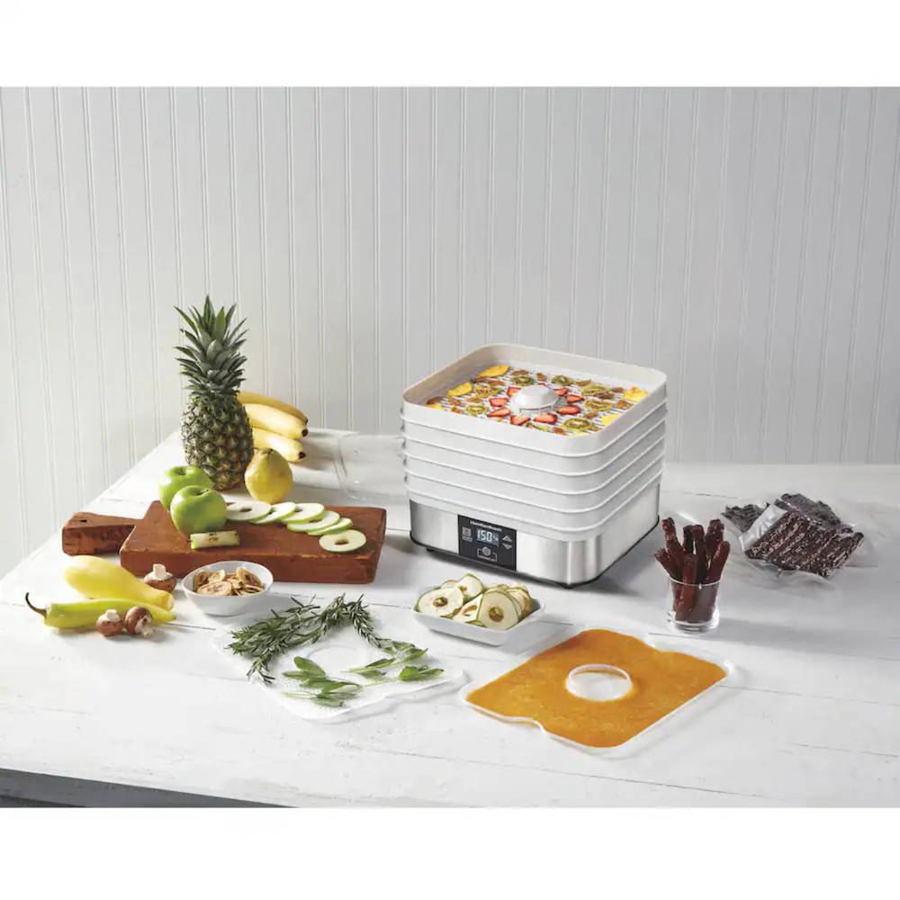 Hamilton Beach - 5 Tray Digital Food Dehydrator - Silver/White
