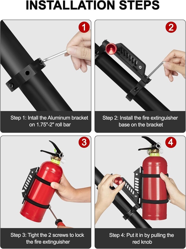 Quick Release UTV Fire Extinguisher Mount Kits, Adjustable Roll Bar Fire Exti...