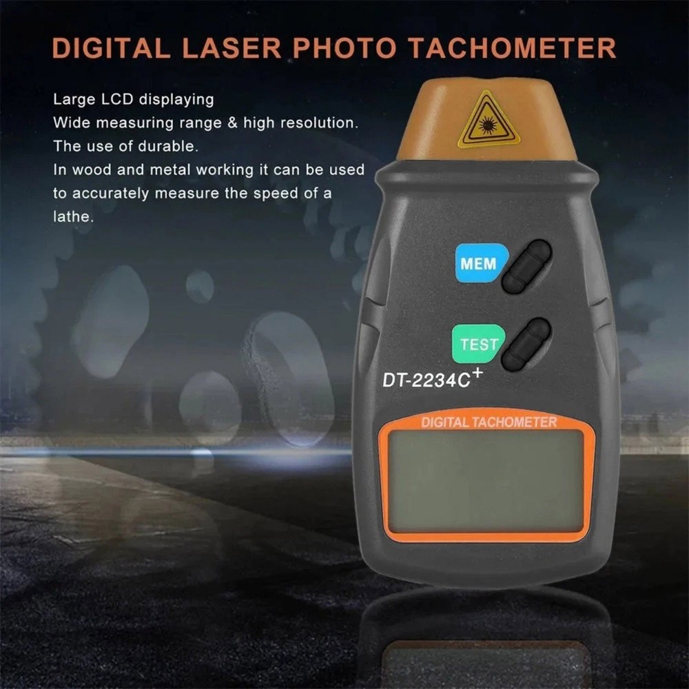 Non Contact Tachometer Digital for Motor RPM with Memory Function LCD Screen
