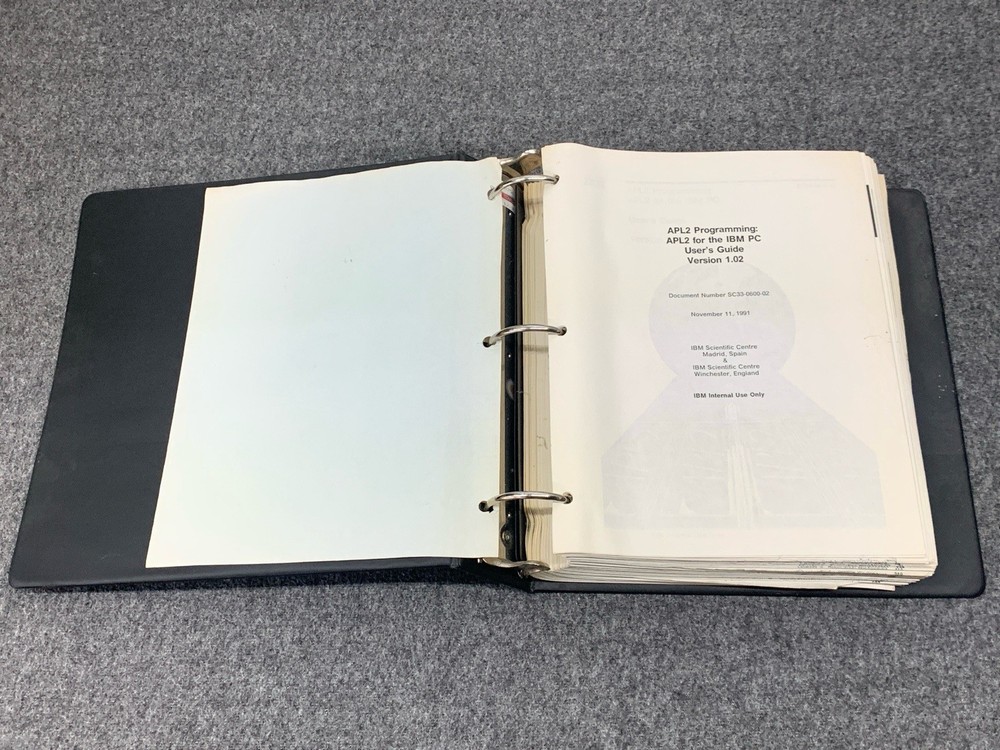 Vintage IBM APL2 Programming: APL2 for IBM PC User's Guide Version 1.02