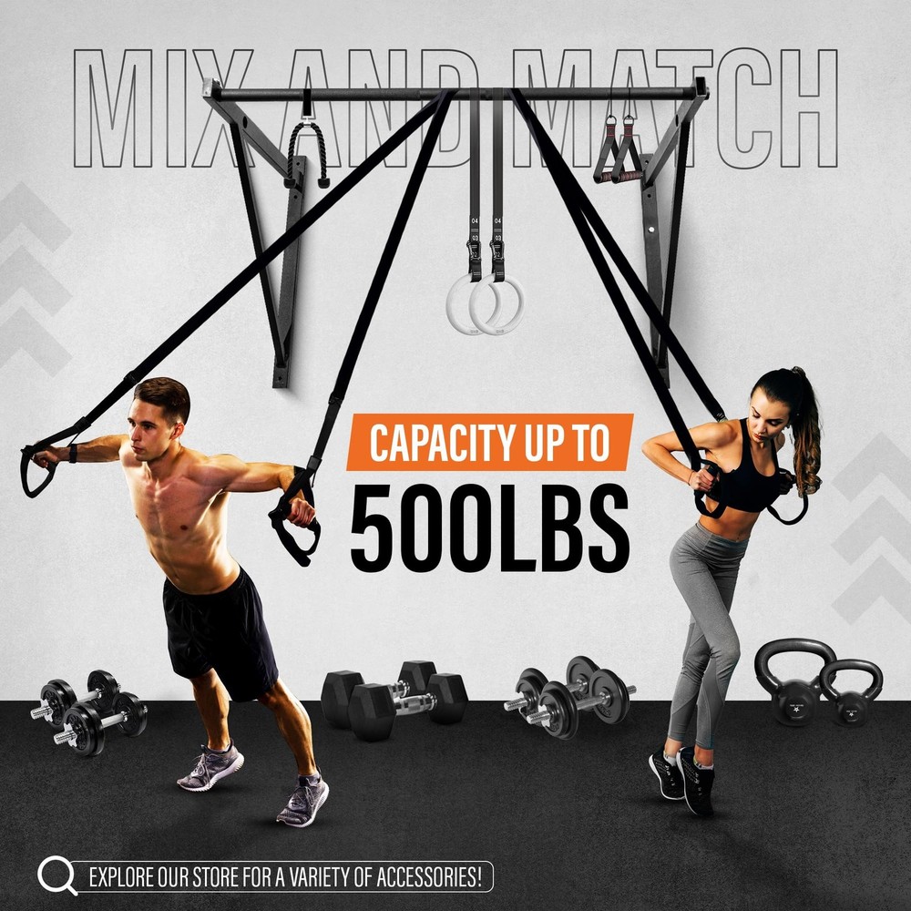 Yes4All Heavy Duty Wall Mounted Pull Up Bar – Multi-Grip Pull Ups / Pull Up B...