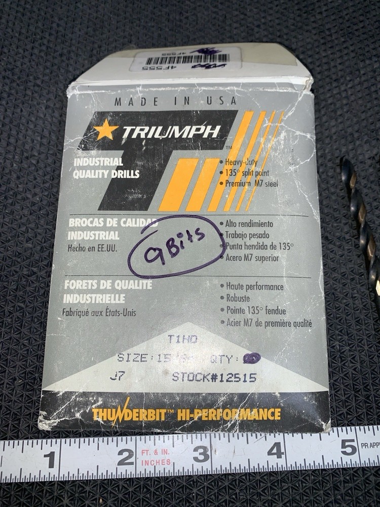 15/64" jobber drill bits 135point M7 9-pack Drill Bits Triumph 4F555