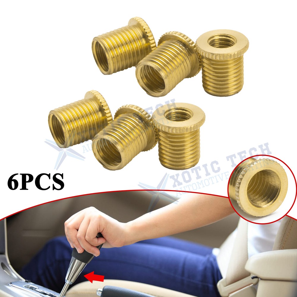 6X Aluminum Gear Shift Knob Adapter Standard Threading Nuts Insert Universal Kit