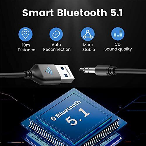 MAEDHAWK Aux to Bluetooth Receiver for Car Bluetooth Aux Adapter with USB to