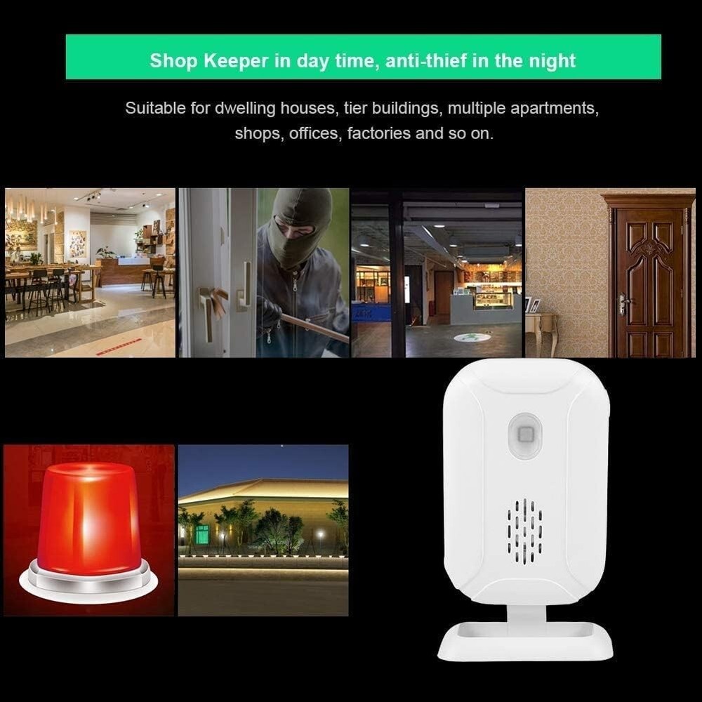 Wireless PIR Motion Detector Bell Alarm with IR Adjustable Volume
