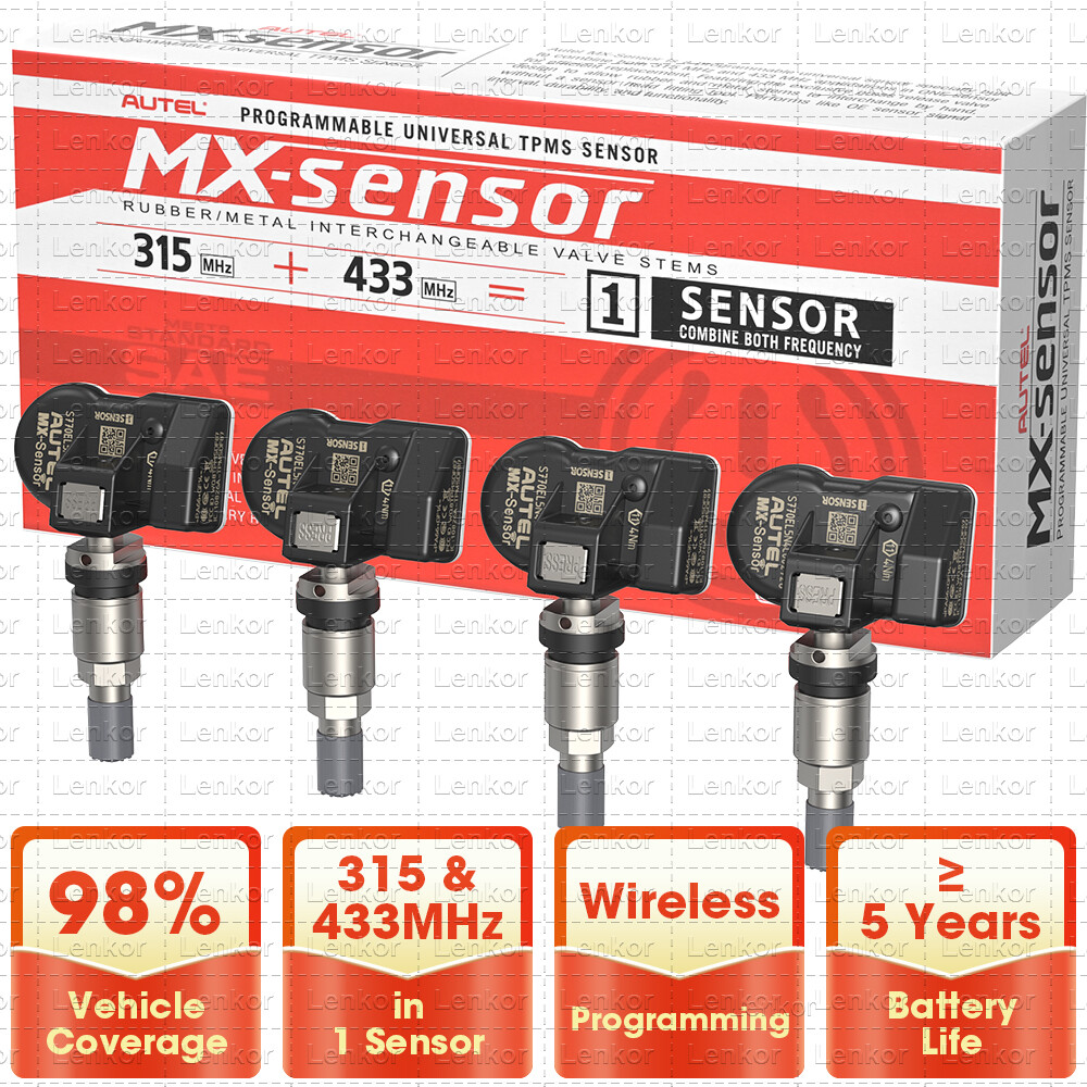 4pcs Autel MX-Sensor 315&433MHz Programmable TPMS Universal Tire Pressure Sensor