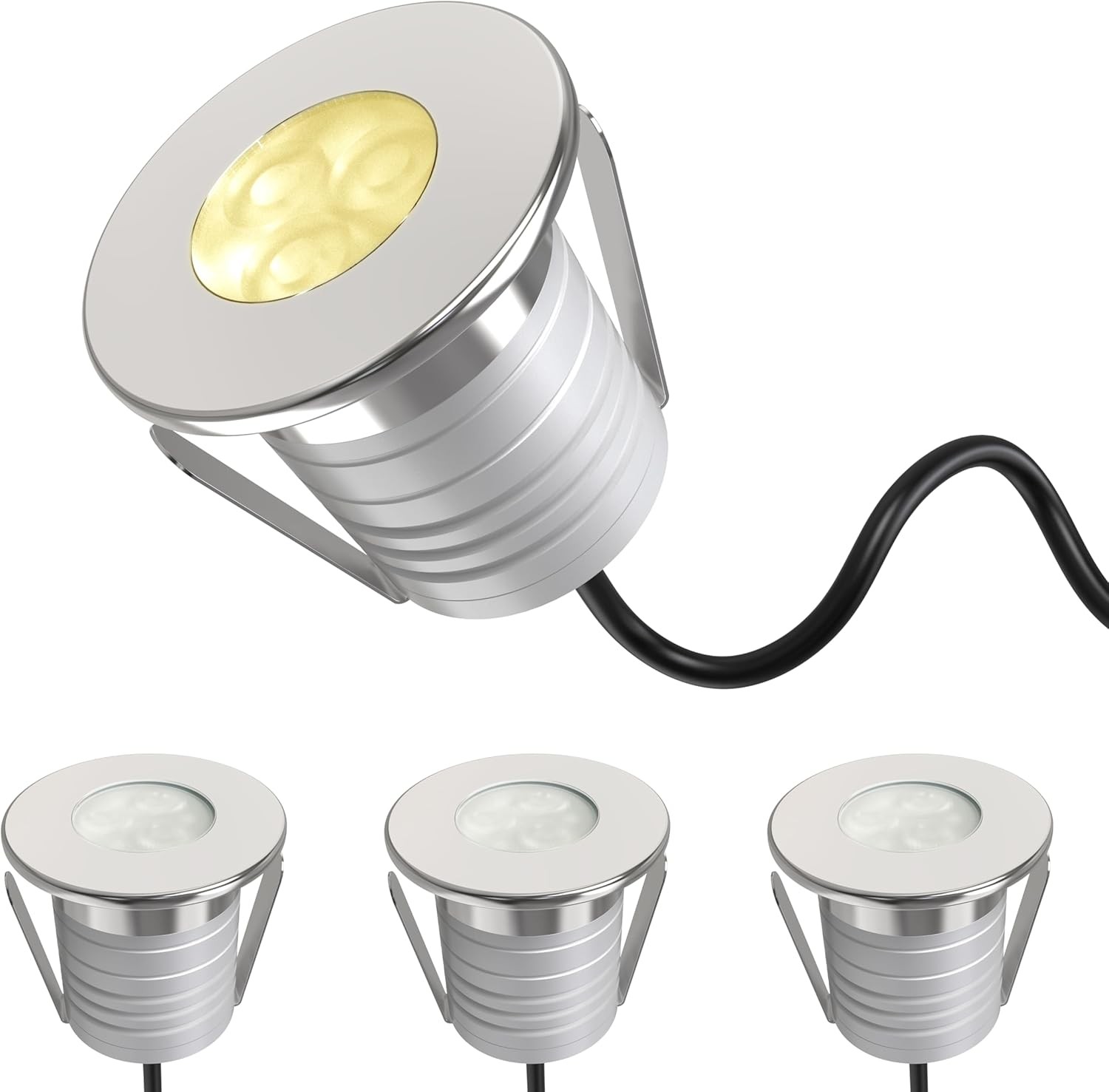 4Pack LED Pool Light Dimmable Warm White 3000K 3W Low Voltage Underwater Pond Li