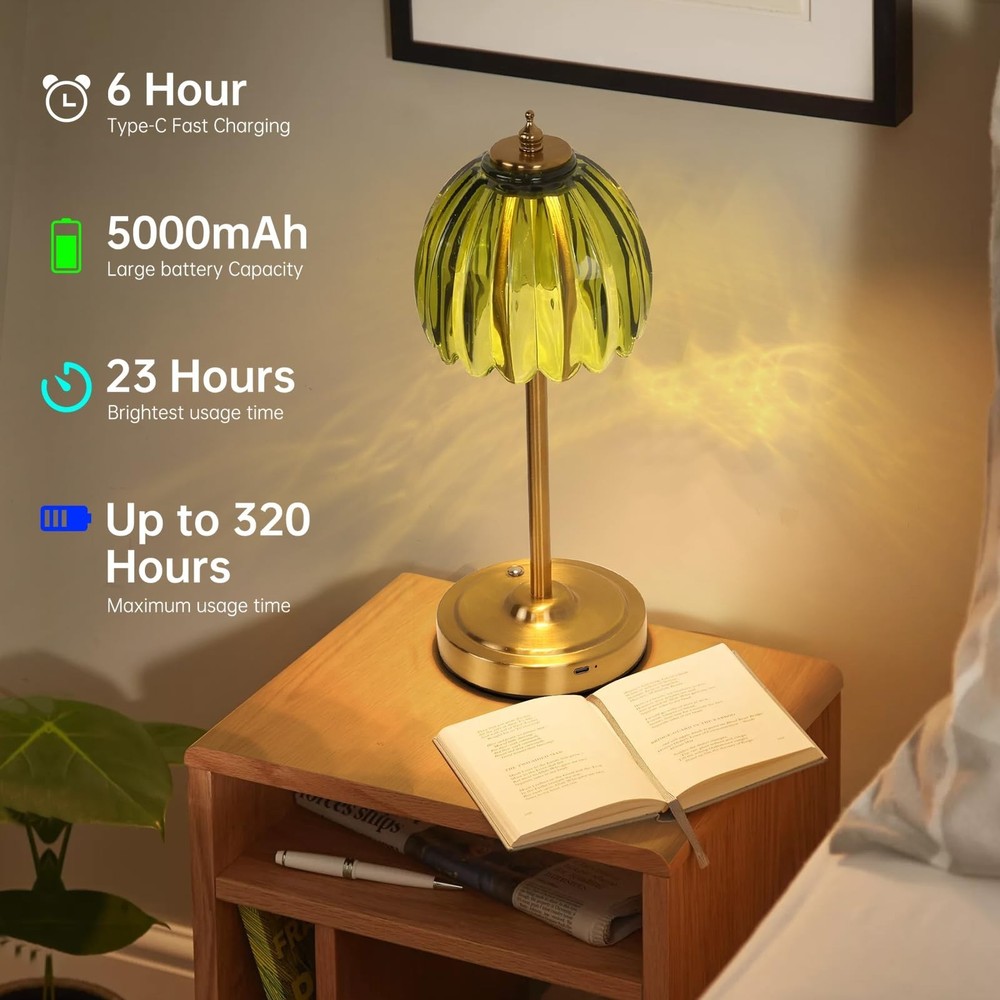Cordless Small Table Lamp with 5000mAh Battery & Touch Control - 3 Adjustable...