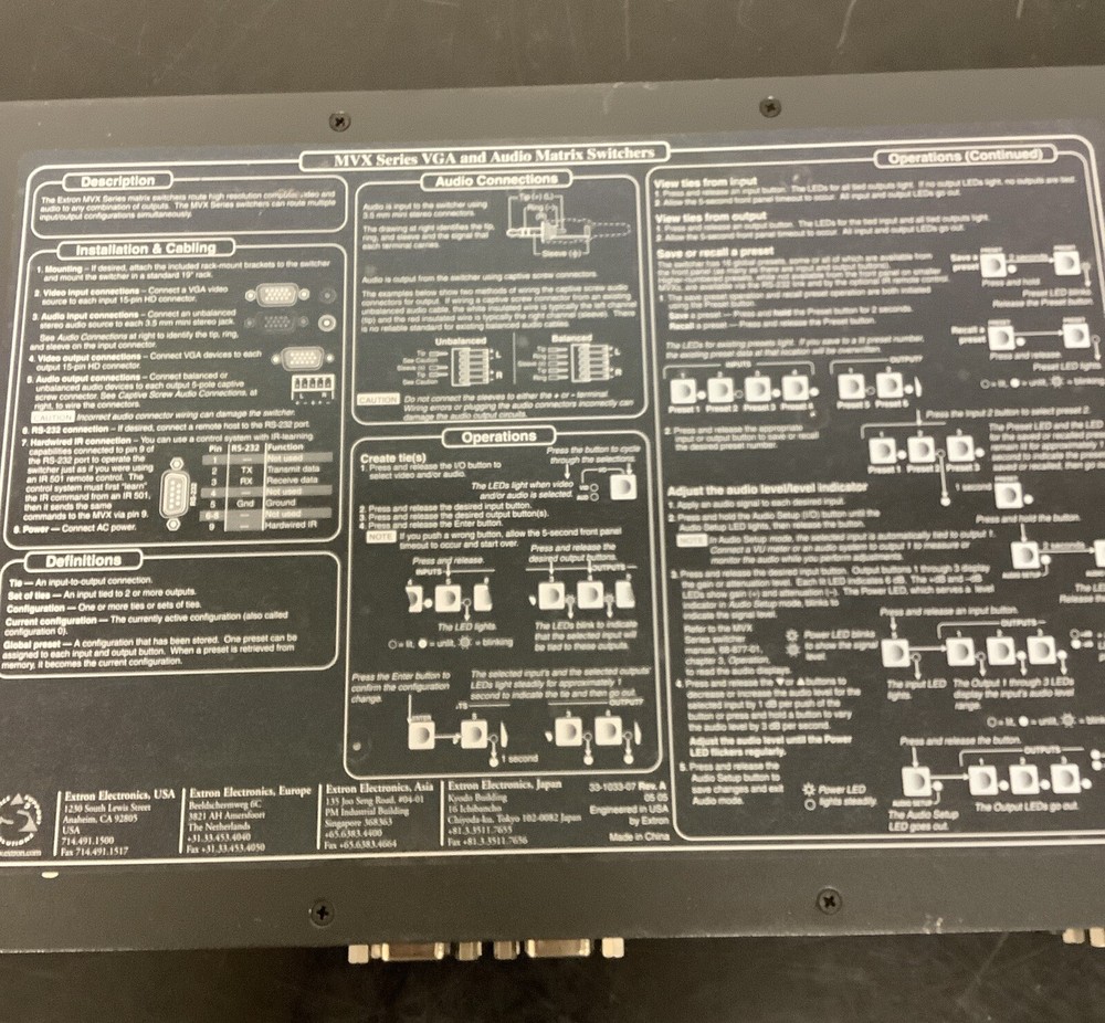 Extron MVX Series VGA/Audio Matrix Switcher