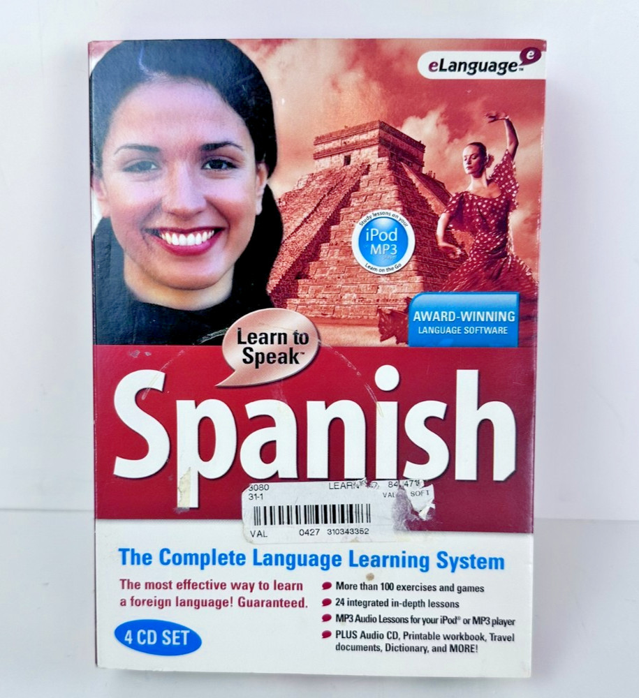 eLanguage Learn to Speak Spanish Language Software 4 CD Set PC Windows