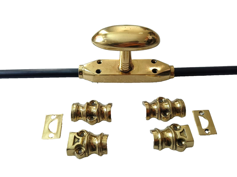 2 sets 110" LARGE oval knob CREMONE solid brass slide Bolt espagnolet 280 cm