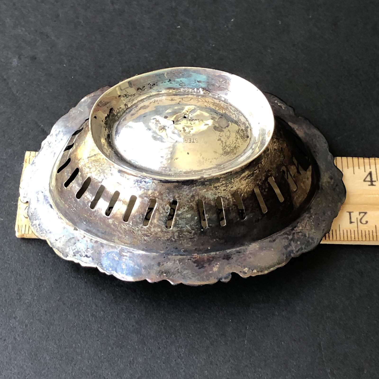 Antique Mauser Sterling Silver Reticulated Bowl Dish 925/1000, 3 5/8" x 2 5/8"