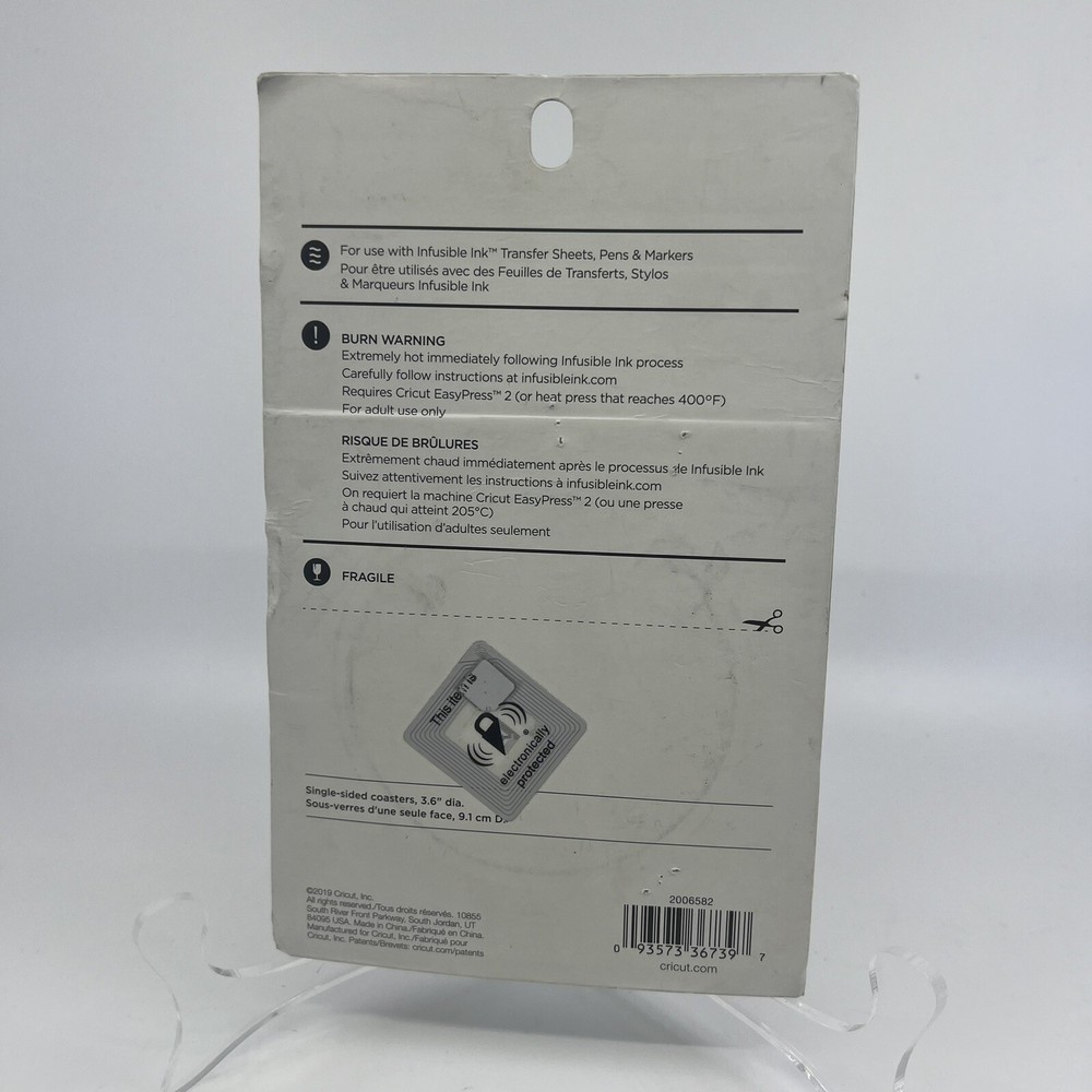 CRICUT Ceramic Coaster Blanks 3.6" Diameter Ro0nd Circle - 4 Count