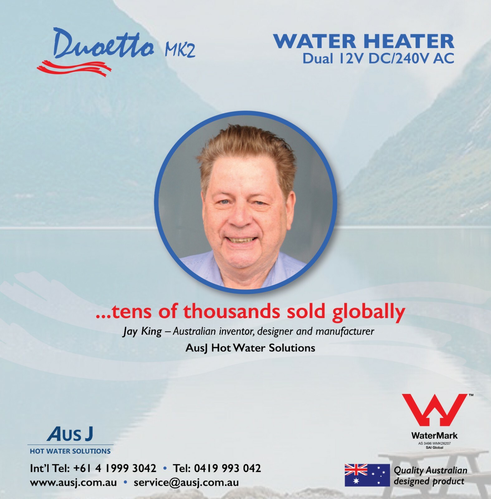 Duoetto MK2 12v & 240v Digital Electric Storage Water Heater - Caravan RV Sink