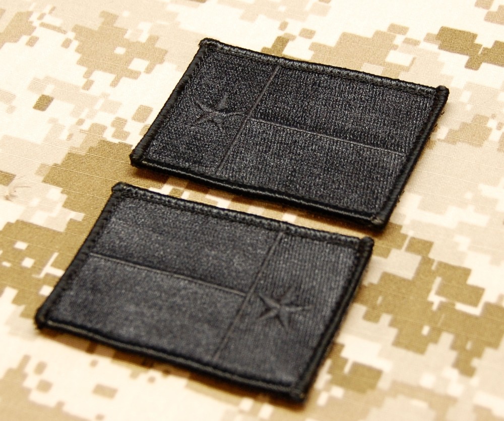 Blackout Texas State Flag Lone Star State Embroidered Patch Set Hook Backing
