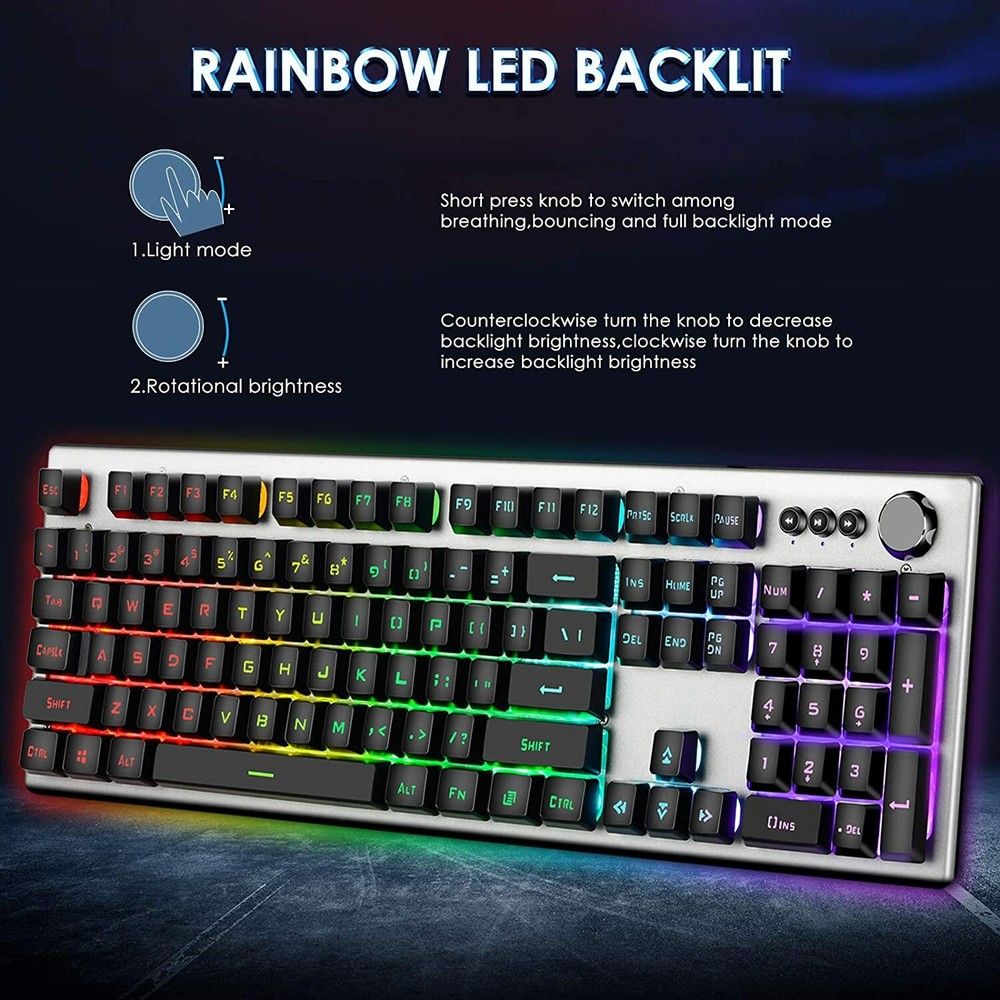 Beastron Wired Backlit Gaming Keyboard + Mouse & Mouse pad Combo Multimedia knob