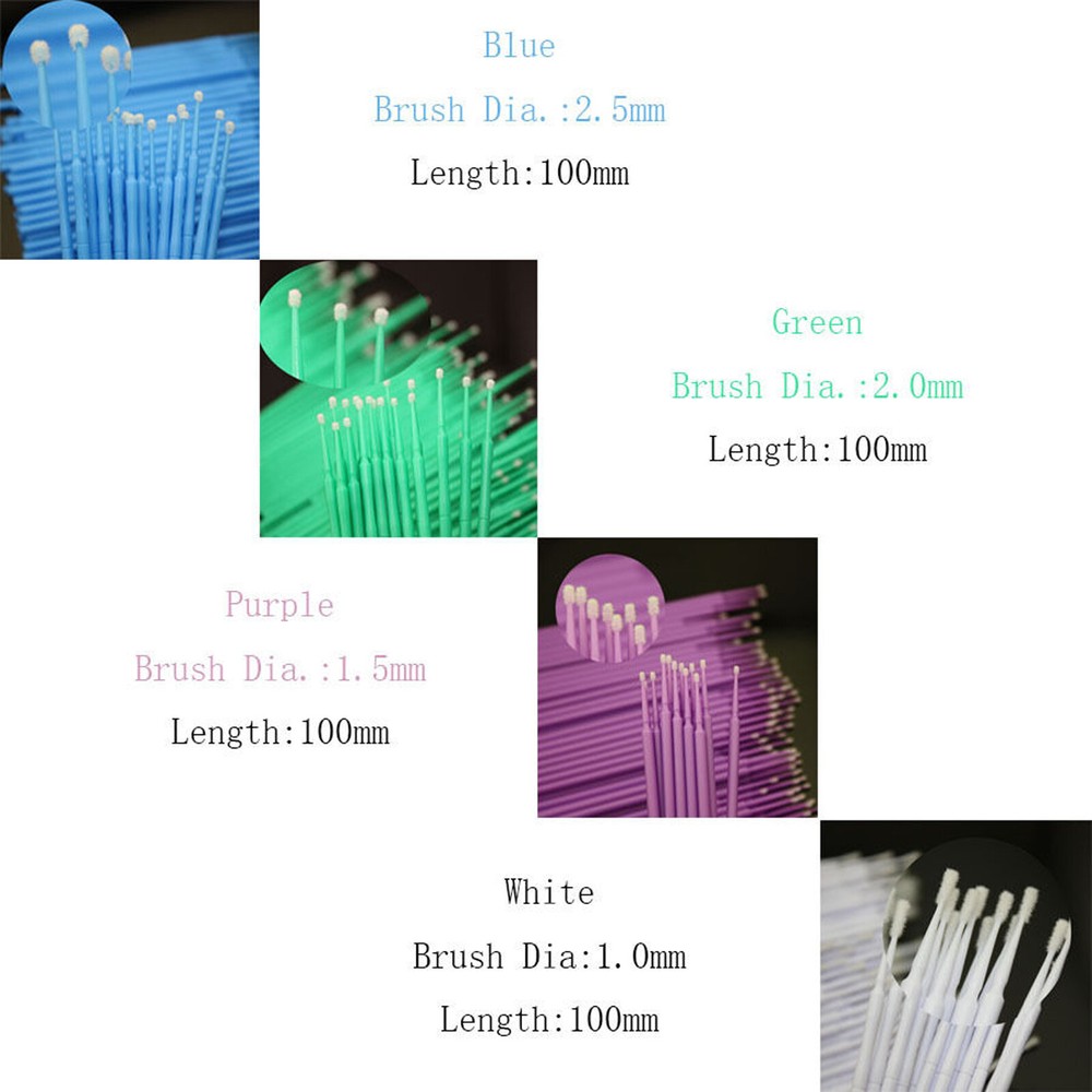 100×Dental Disposable Microbrush Bendable Applicators Tips Micro Brush Cleaning