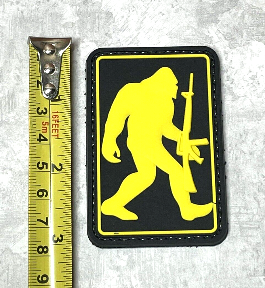 Sasquatch Bigfoot Tactical Gun PVC Patch, Morale Squatch M16 Rubber PVC Patch