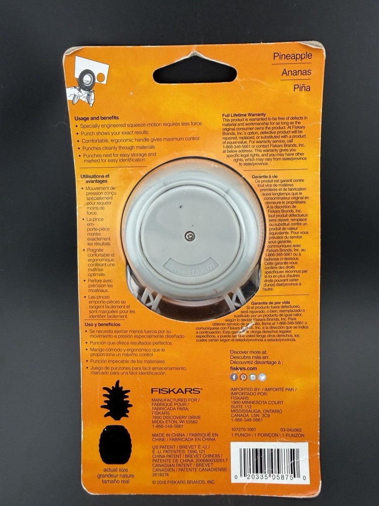 New Fiskars Large Easy Squeeze Punch - Pineapple
