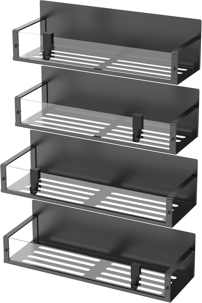 Rust-Resistant 4 Pack Magnetic Spice Holder - Clear Organizer for Small Kitchens
