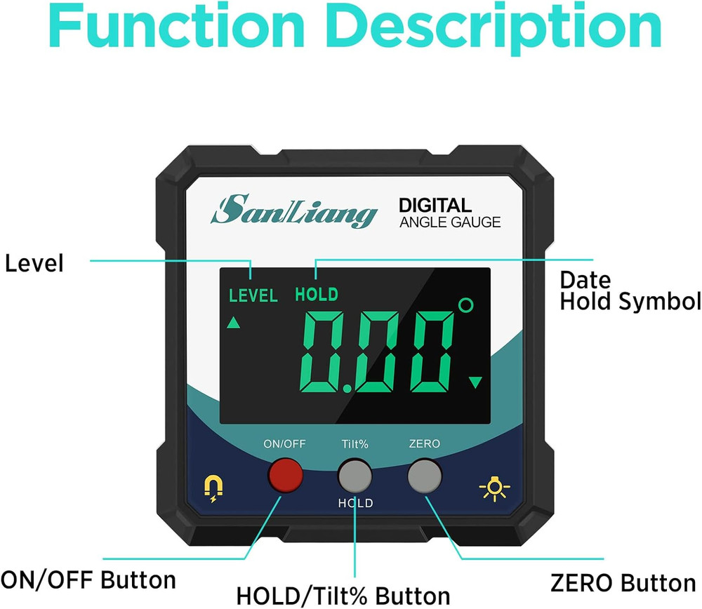 Digital Angle Gauge Level Protractor Magnetic Inclinometer for Woodworking