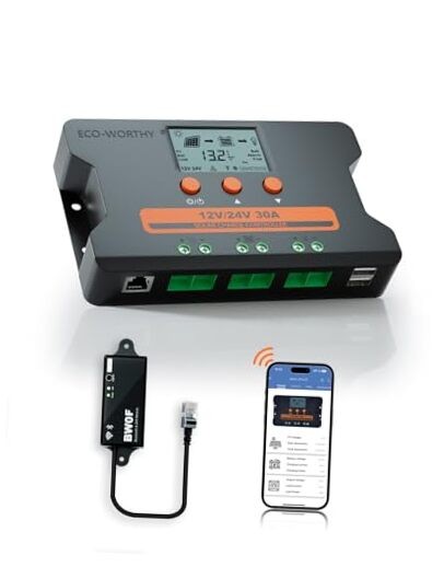 Solar Charge Controller 30A Bluetooth, Solar Panel PWM 30A 12V-24V(Bluetooth)