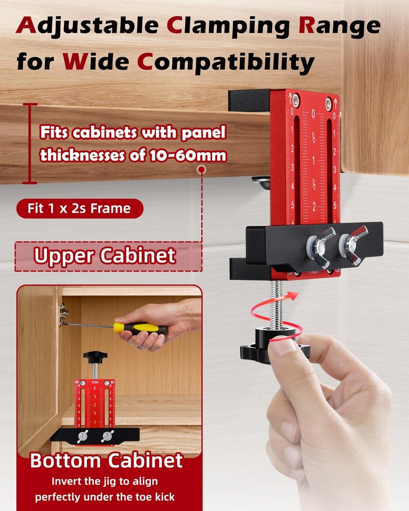 Cabinet Hinge Installation Jig for Efficient Mounting, 1 Pack, Red