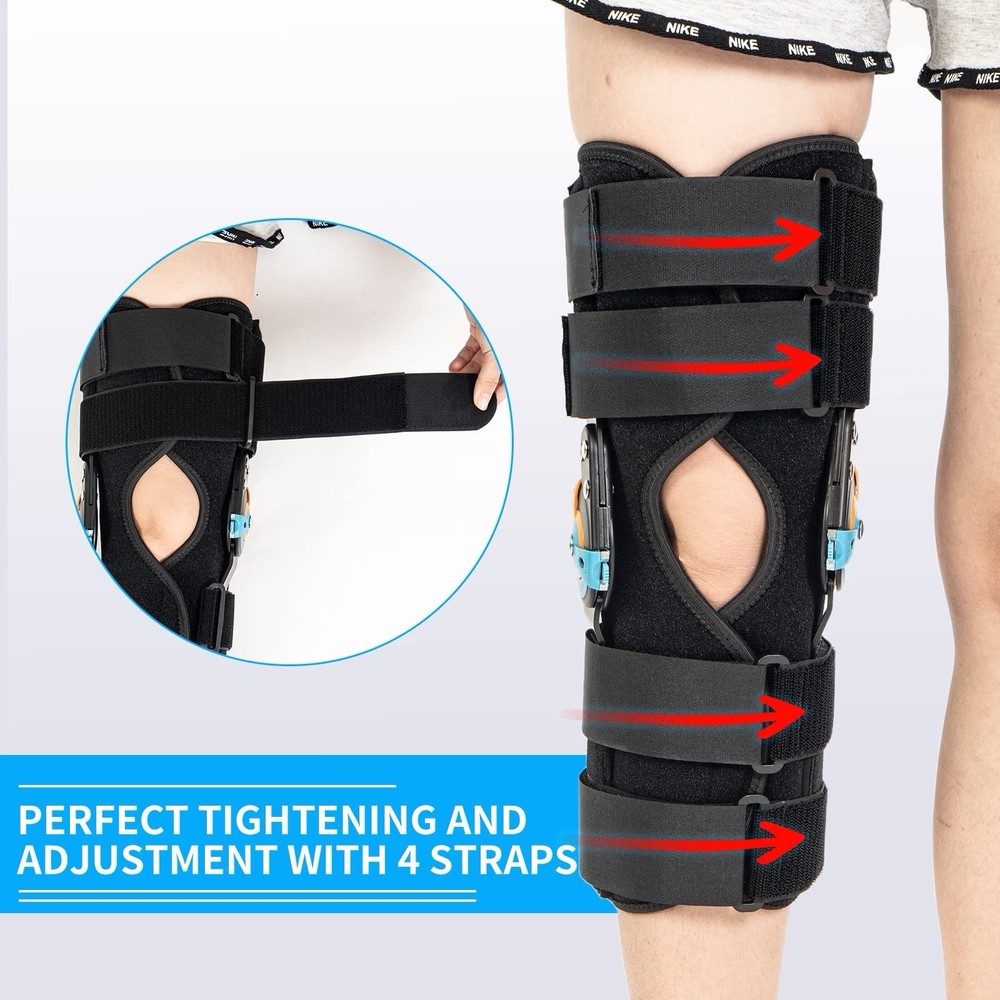 Hinged ROM Knee Brace Adjustable Immobilizer Medium M Left Or Right