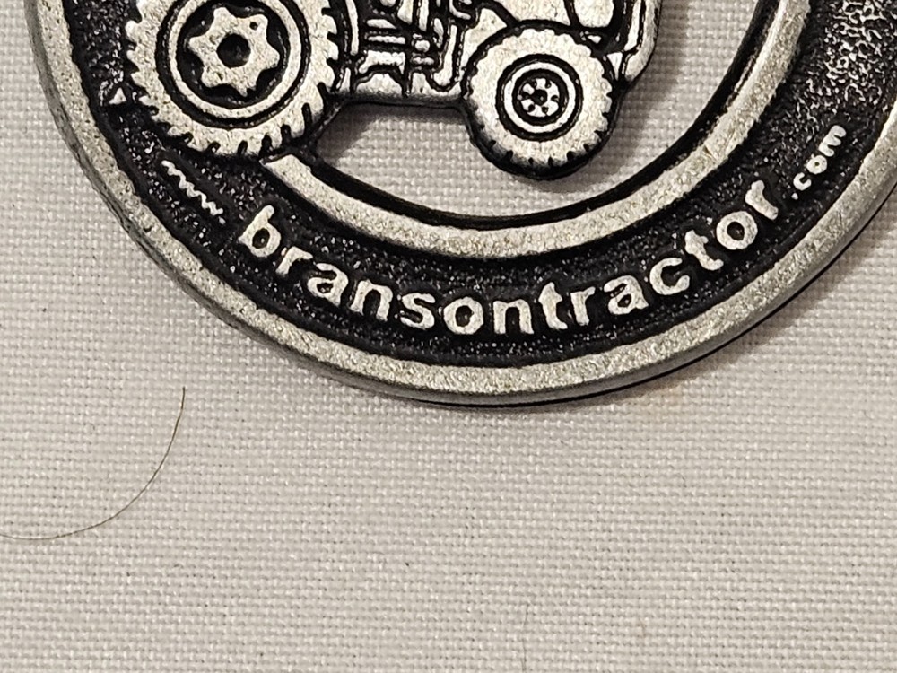 NEW BRANSON TRACTOR CO. 2 SIDED METAL KEYCHAIN FEATURING LOADER TRACTOR