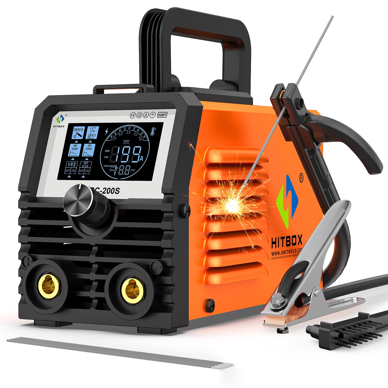 HITBOX 2in1 200A Stick Welder 110V ARC MMA Lift TIG Welding Machine+Welder Gun