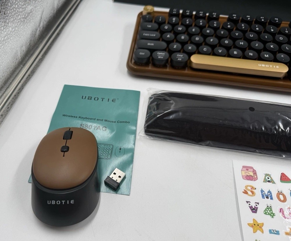 Ubotie Colorful Wireless Computer Keyboards Mouse Combos Polychrome Round Keycap