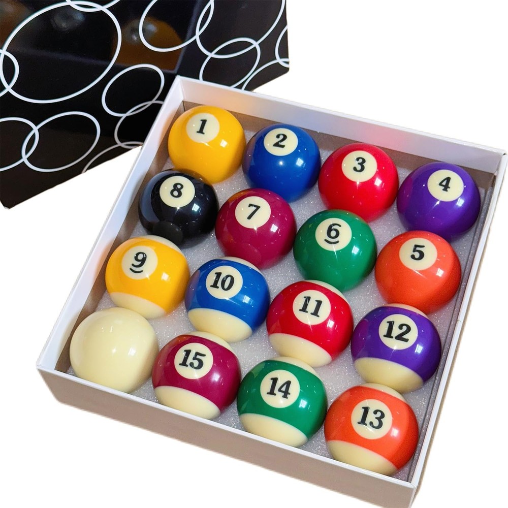 Standard 16 Pool Table Balls Set, 2-1/4 Inch Billiard Balls Replacement