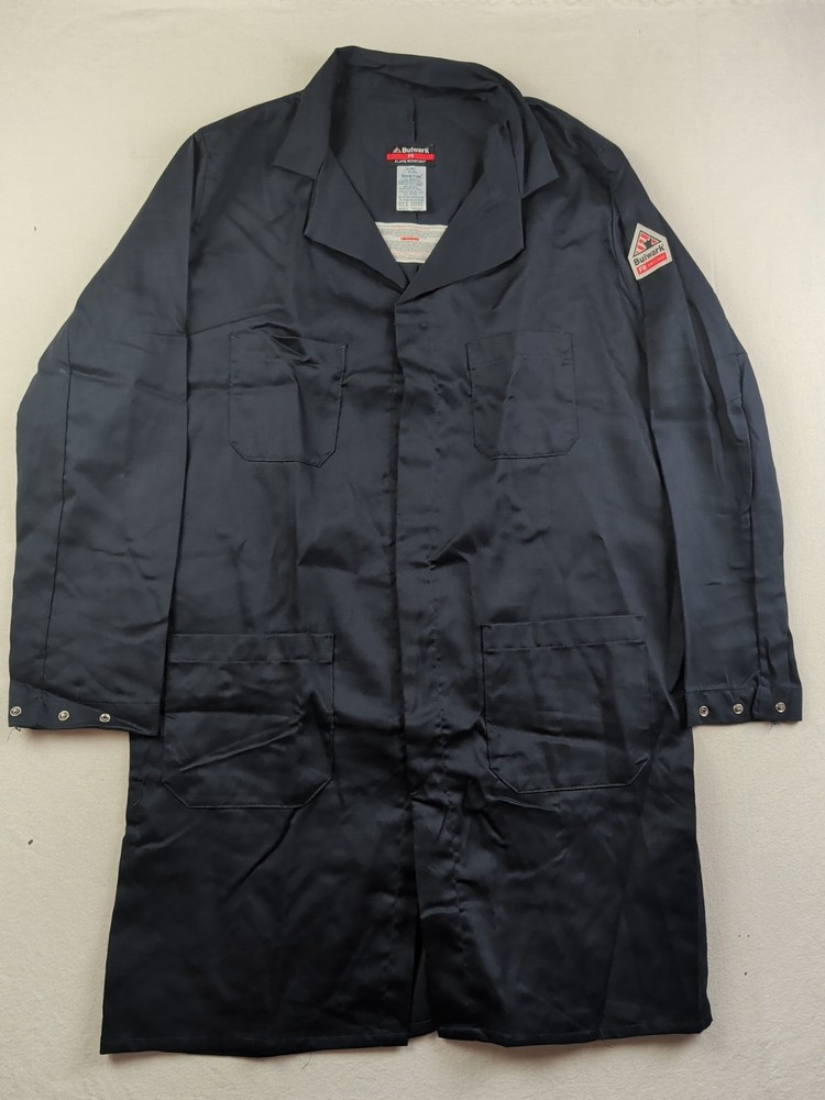 Bulwark FR Concealed Snap Front Mens Medium Dark Lab Coat NEW