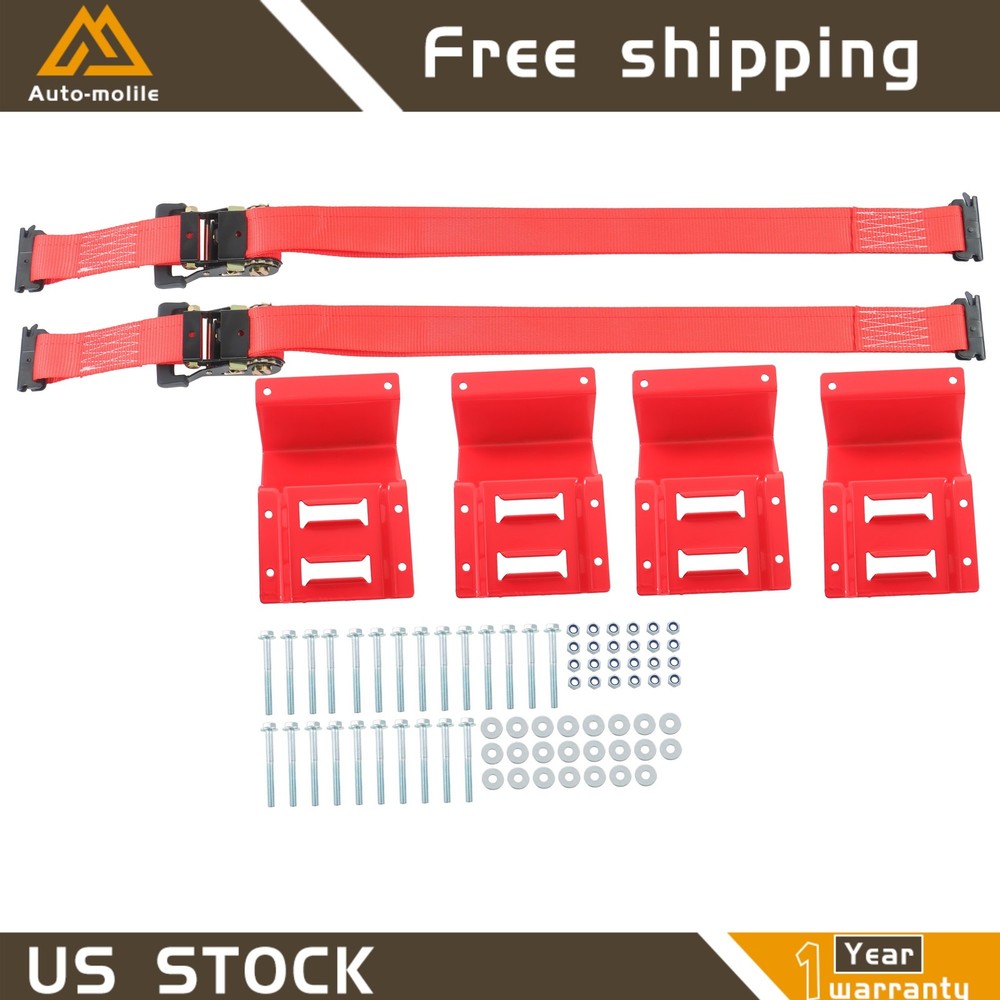 Heavy Loads E Track System Kit With Wheel Chock 8' Red Ratchet Tie Down Straps