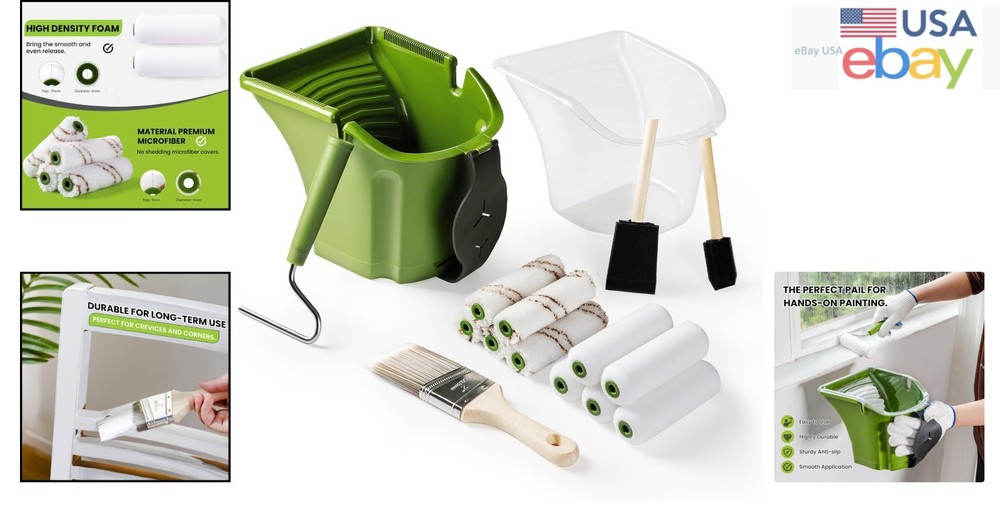 Mini Paint Roller Kit with 16 Foam Rollers and Paint Brush for DIY Projects