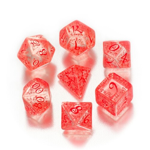 Elven Dice - 7 Piece - Transparent And Red