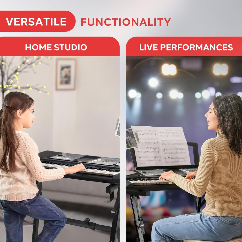 Heavy Duty Folding Keyboard Stand with Adjustable Height & Width, Black