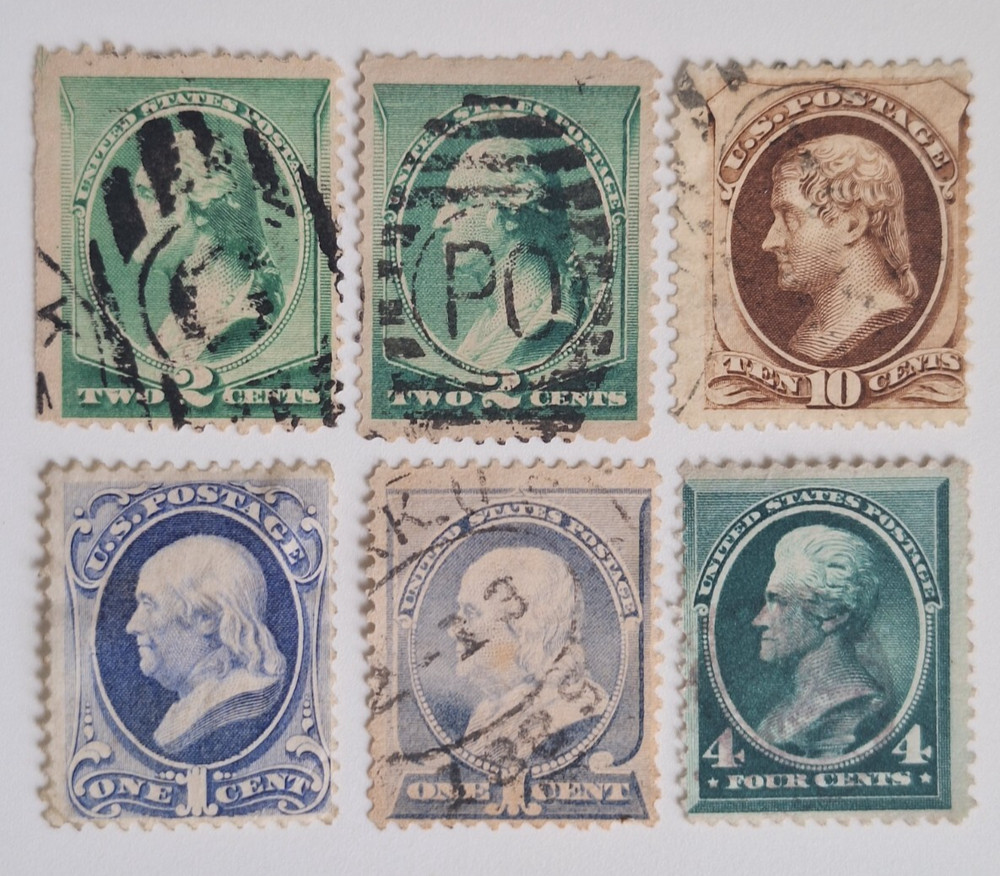 Banknotes, Mix Stamp x 6 Fancy Cancels, Nice Group!